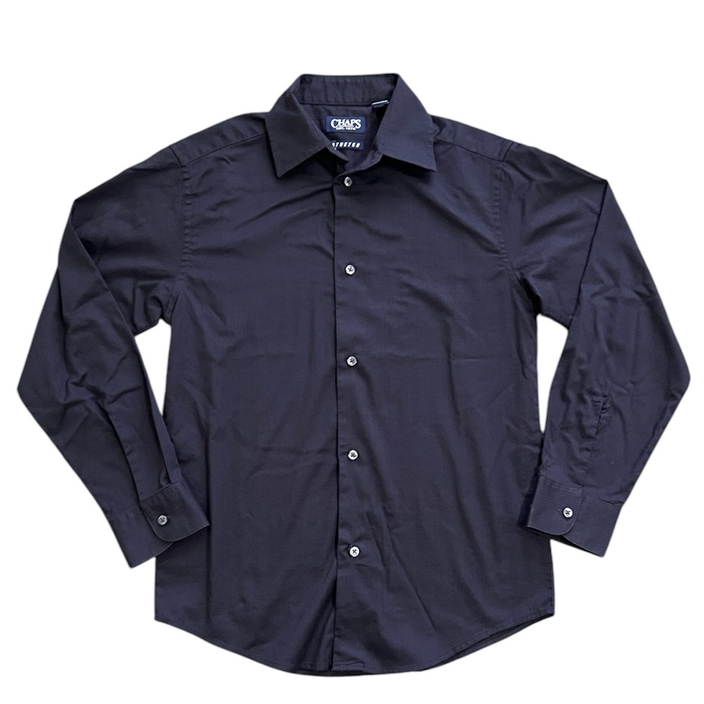 Chaps Boys Black Button Down Dress Shirt | Size M 10/12